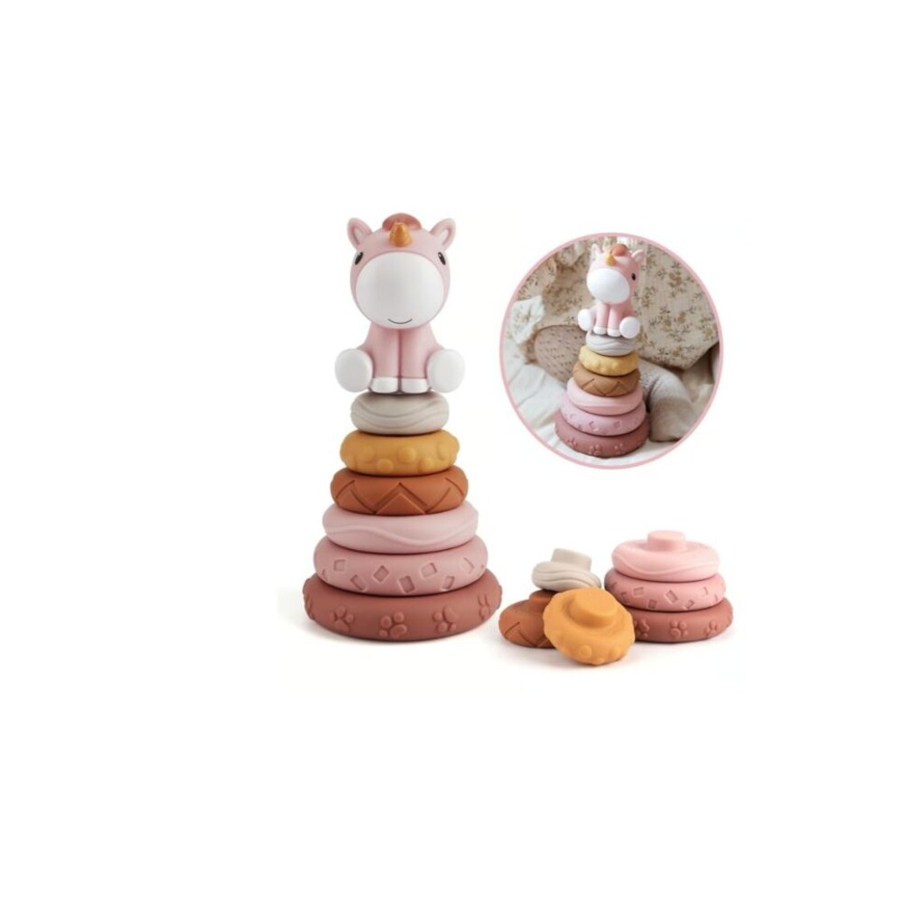 Stacking Nesting Baby Toy Nueplay 7 Pcs Squeeze Teething Cognitive Toy NEW